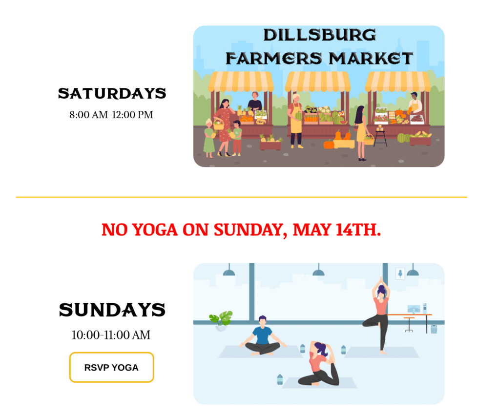 Dillsburg Farmers Market and Yoga.