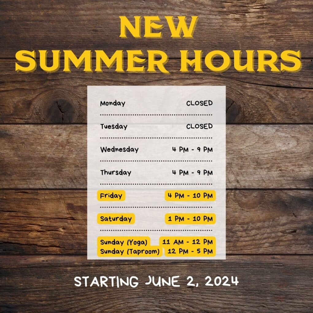 Hemauer Brewing Co announces summer hours.