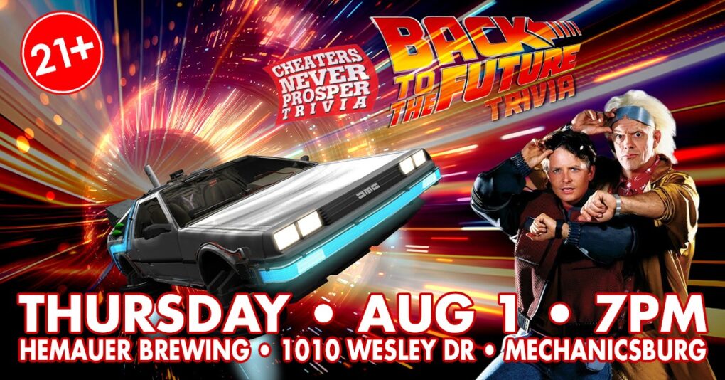 Back to the Future movies are the topic of trivia on August 2nd at Hemauer Brewing Co.