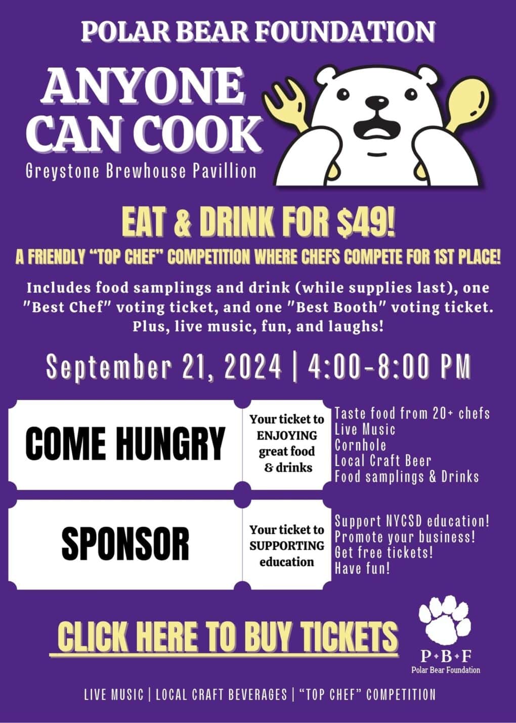 Buy your tickets to the Anyone Can Cook event.