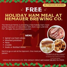 Free Holiday Ham Meal at Hemauer Brewing Co.